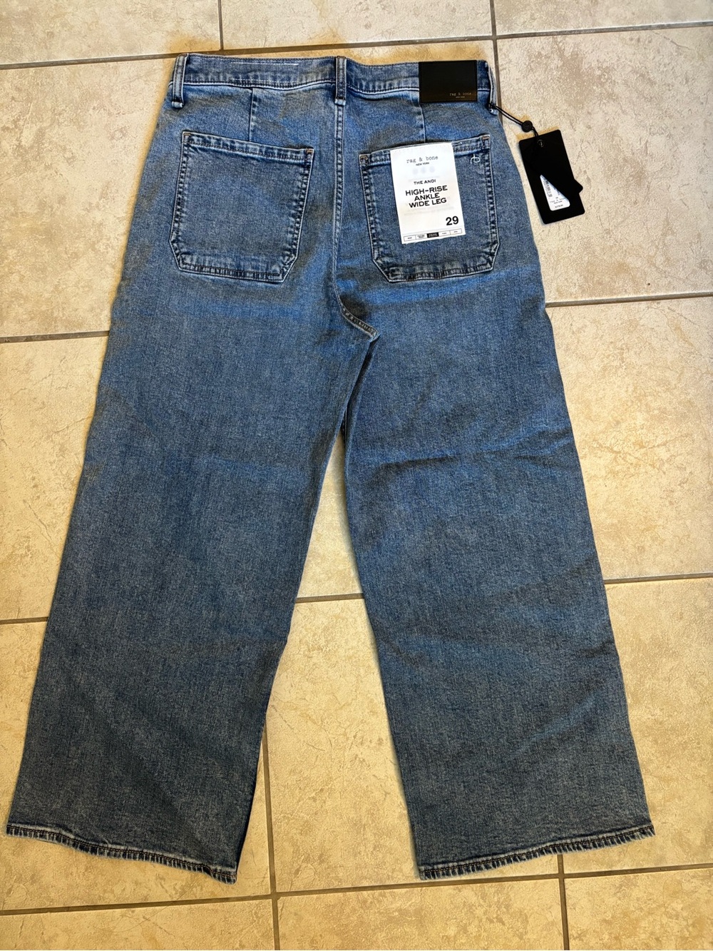 rag & bone High-Rise Wide-Leg Jeans in Light Blue Denim - Picture 9 of 10